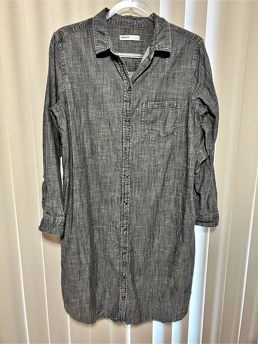Sonoma dark Gray Button Down Shirt dress Size Medium